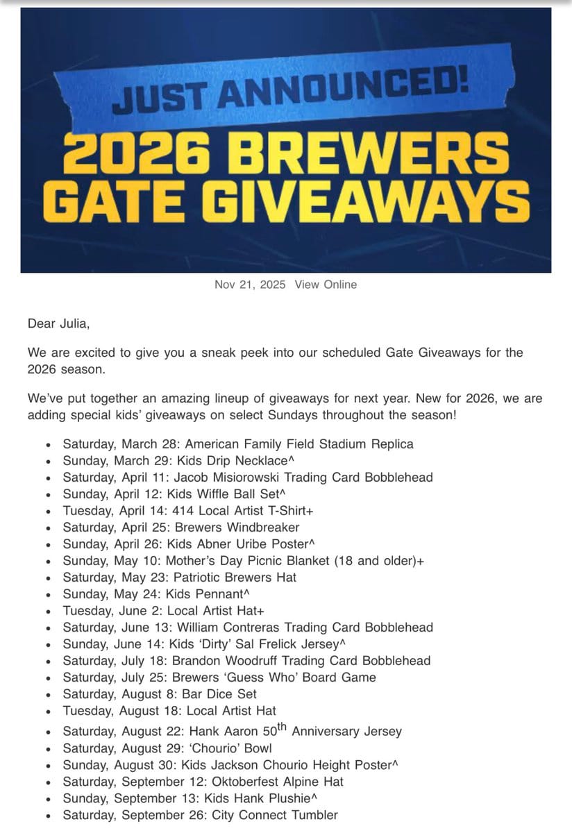 Brewers Giveaway Schedule 2026 Image 1351 