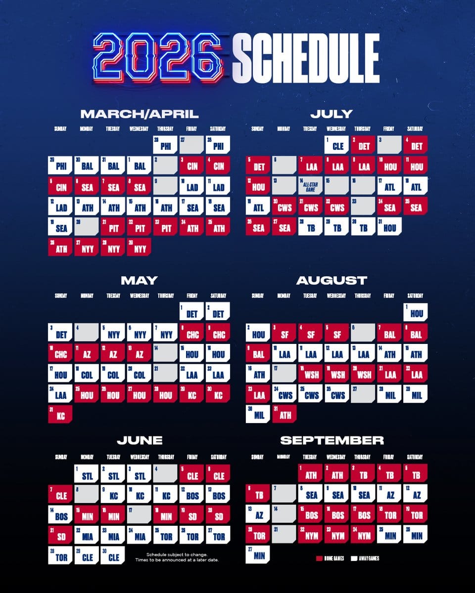 texas rangers schedule 2026