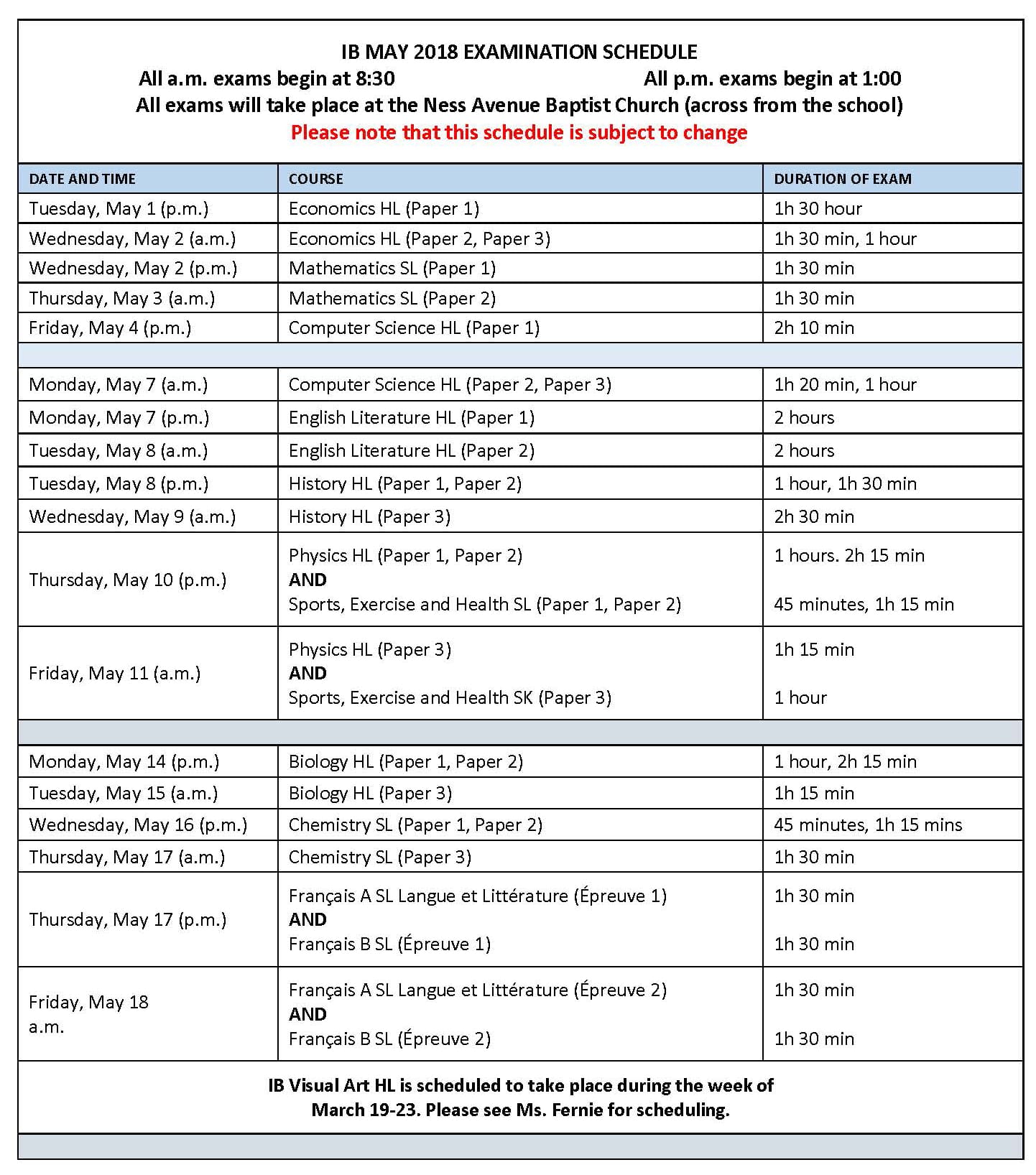 ib testing schedule 2026