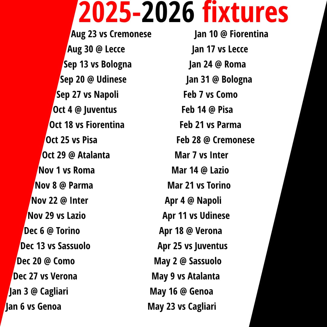 ac milan schedule 2026
