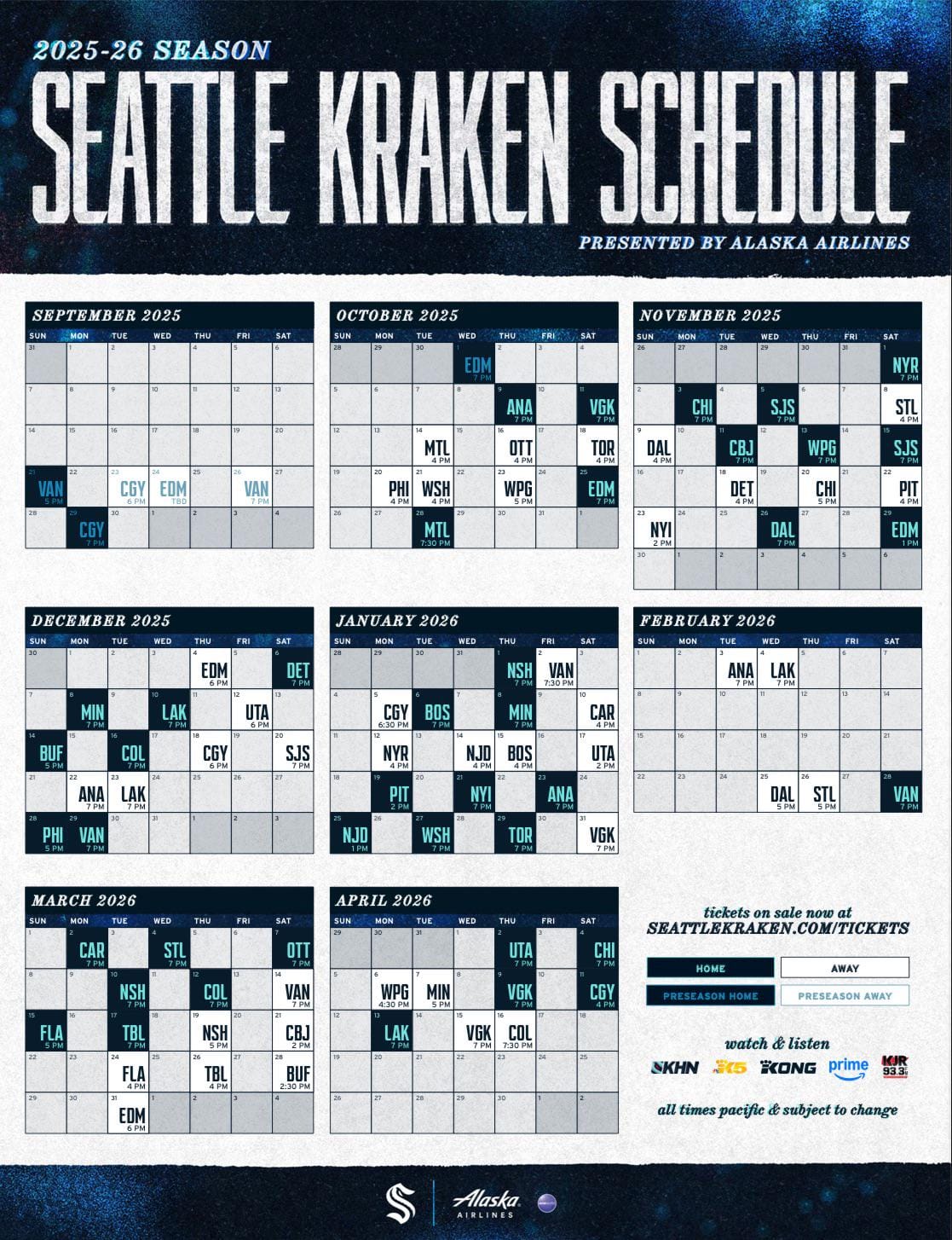 kraken-schedule-2026