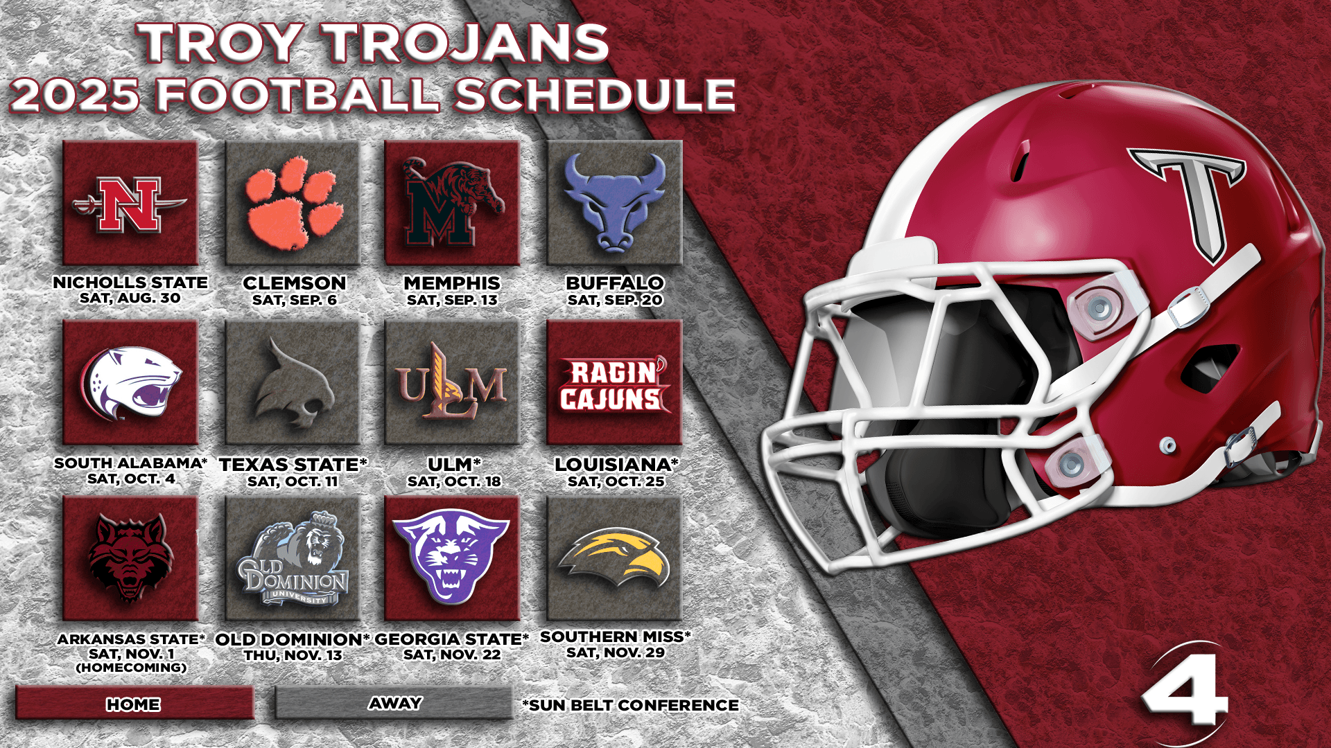 troy football schedule 2026