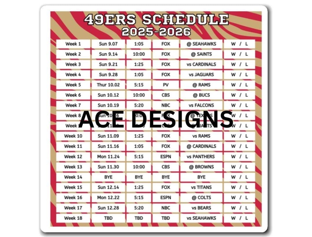 2026 49ers schedule